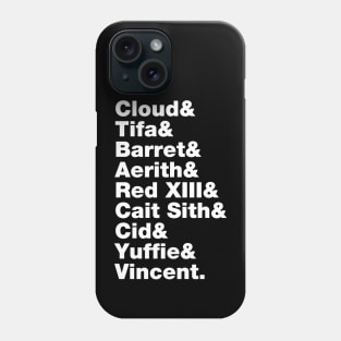 Final Fantasy 7 Characters (White Text) Phone Case