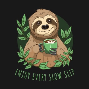 Enjoy Life, Cute Sloth With Coffee T-Shirt