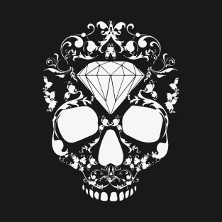 Diamond Skull Skull Head Bones Floral Tribal Gift T-Shirt