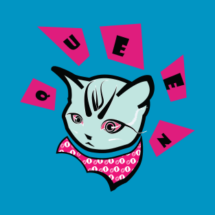 Cute Cat queen Blue and Pink T-Shirt