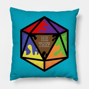 Rainbow Pronoun Pride D20 He/They Pillow