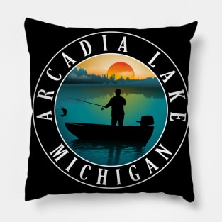 Arcadia Lake Fishing Michigan Sunset Pillow