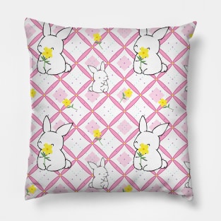 Pink Rabbit Quilt Pattern Pillow