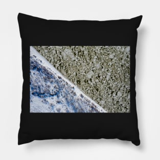 Ice floe on the river aerial view Pillow