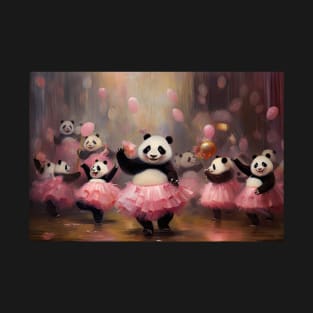Panda Prima Ballerinas: Graceful Recital in Pink Tutus T-Shirt