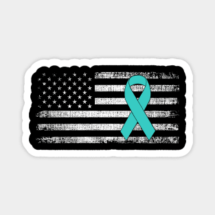 Ovarian Cancer Awareness Ribbon Classic American Flag Magnet