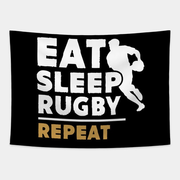 Eat sleep rugby repeat Tapestry by Antoniusvermeu