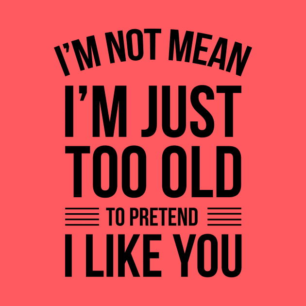 I'm Not Mean I'm Just Too Old To Like You Funny Saying by stonefruit