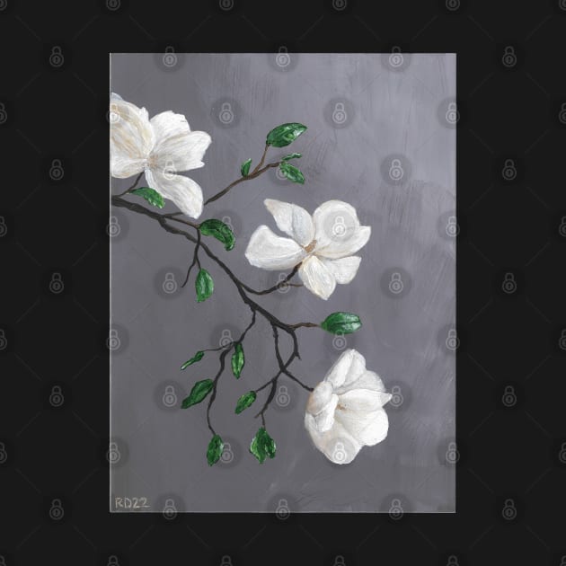 White Flowers on a Branch by ReneeDixonArt