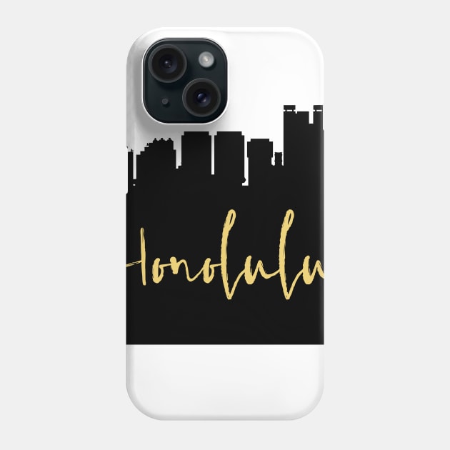 HONOLULU HAWAII DESIGNER SILHOUETTE SKYLINE ART Phone Case by deificusArt