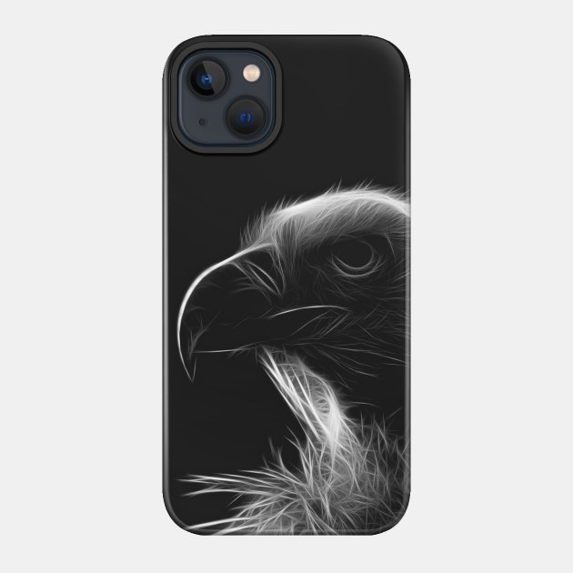 vulture head, black shirt - Vulture Head Black - Phone Case