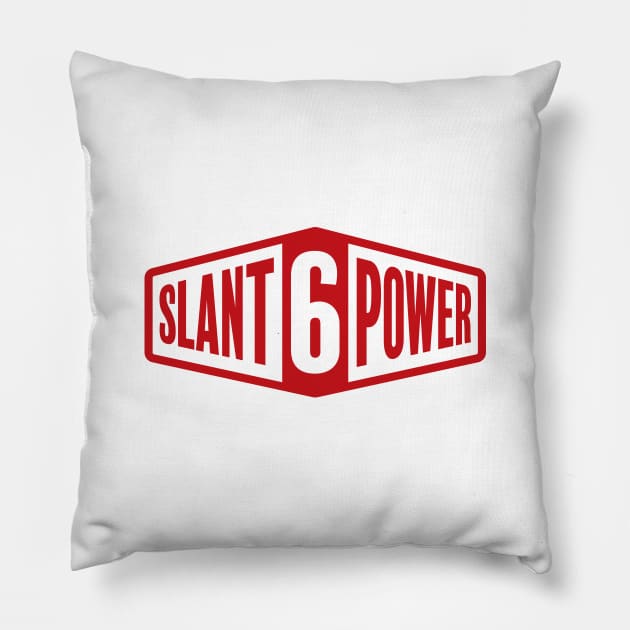 Slant 6 Power - Red + White Pillow by jepegdesign