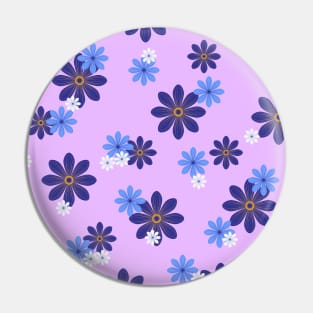 Blue and White Flower Pattern on Purple Background Pin