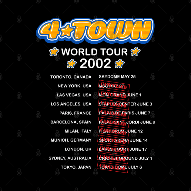 4Town world tour dates 2002 concert tee by EnglishGent