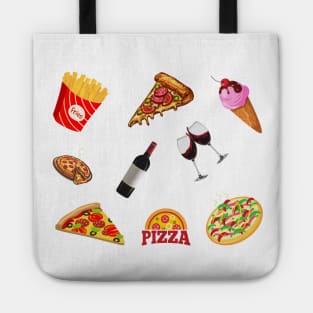 Pizza, Wine, Ice Cream and French Fries Set Designs Value Pack Tote