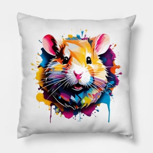 Hamster Head Dripping Rainbow Graffiti Pillow