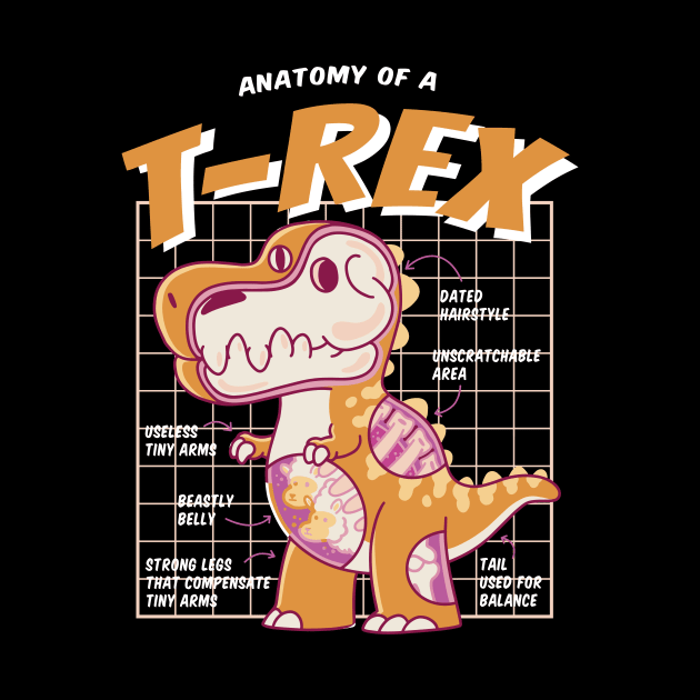 Anatomy Of A T-Rex Funny Dinosaur Design Cute Tyrannosaurus by UNDERGROUNDROOTS