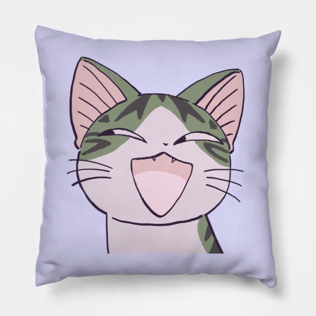 I draw pink pastel cheeky happy chi the kitten meme 3 / Chi's sweet home Pillow by mudwizard