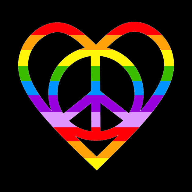 Rainbow Pride Peace Sign And Heart by SartorisArt1