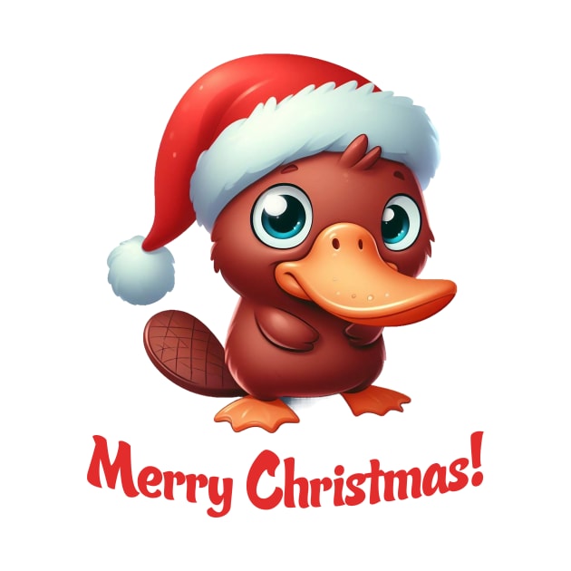 Cute Santa Platypus Illustration by Dmytro