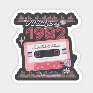 Vintage 1982 Limited Edition Music Cassette Birthday Gift Magnet