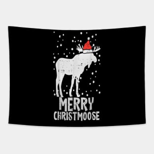 Merry Christmoose Santa Funny Christmas Moose Tapestry