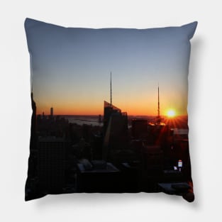 Downtown New York City Skyscrapers during Sunset in Winter Pillow