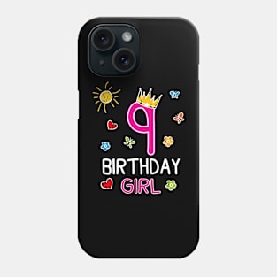 Kids 9th Birthday Girl Crown Princess Phone Case