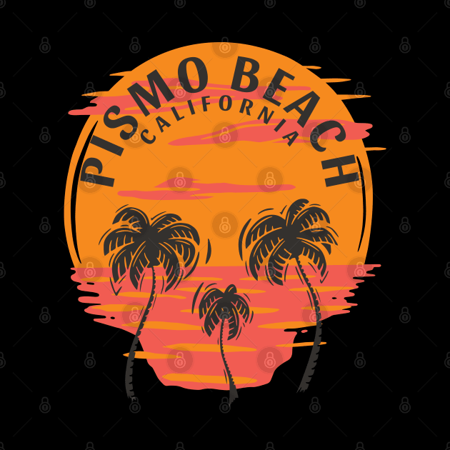 Pismo Beach California Skull Sunset and Palm Trees by Eureka Shirts