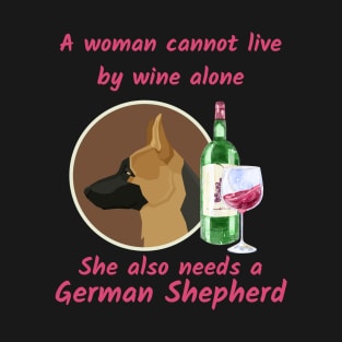 Funny German Shepherd and Wine T-Shirt