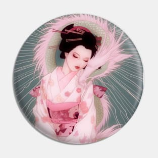 Geisha and white dragon 94005 Pin