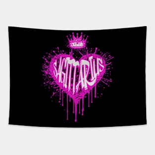 Sagittarius Graffiti Airbrush Heart Zodiac Sign Birthday Tapestry