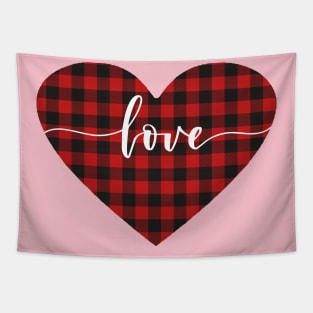 Love Plaid Heart Valentines Day Design Tapestry