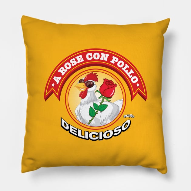 A Rose Con Pollo 1 Pillow by BonzoTee