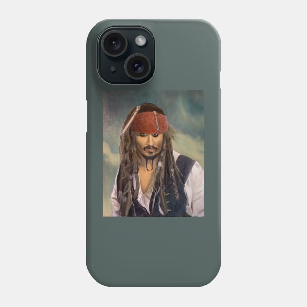 Captain Jack Sparrow oil painting Phone Case by Art-by-Sanna