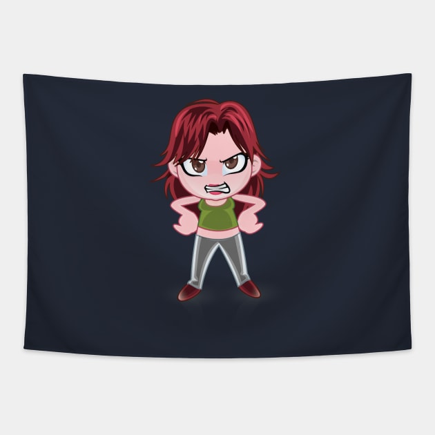 redhead beautiful brunette girls - cartoon character for young girls (choose your twin) Tapestry by EDSERVICES