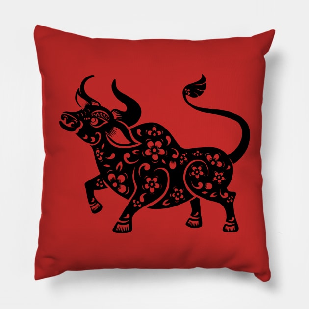Chinese New Year – Year of the Ox Pillow by valentinahramov