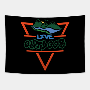 Live in Outdoor Mountain Camping Tapestry