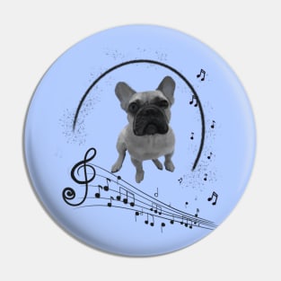 French bulldog and musical notes Pin