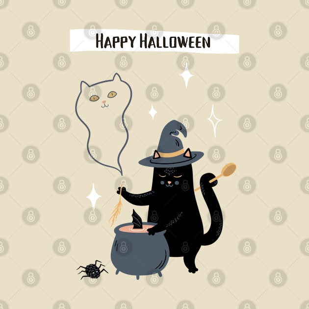 Happy Halloween Witch Cat by EdSan Designs