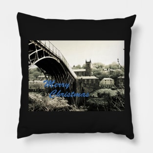 Merry Christmas Ironbridge Village Spring Snow Pillow