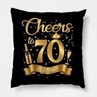 Cheers To 70 Years Old Happy 70th Birthday Queen Champagne Pillow