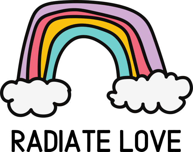 Radiate Love Rainbow Happy Positivity Colorful Kids T-Shirt by From Mars