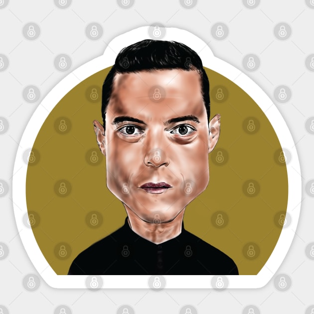 Caricature of Rami Malek - Rami Malek - Sticker | TeePublic