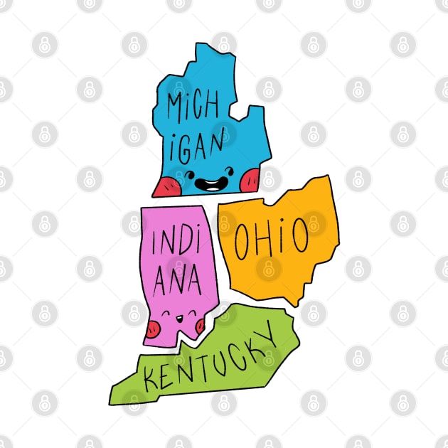 Kawaii American states, Cute American States by Lapiiin's Cute Sticker