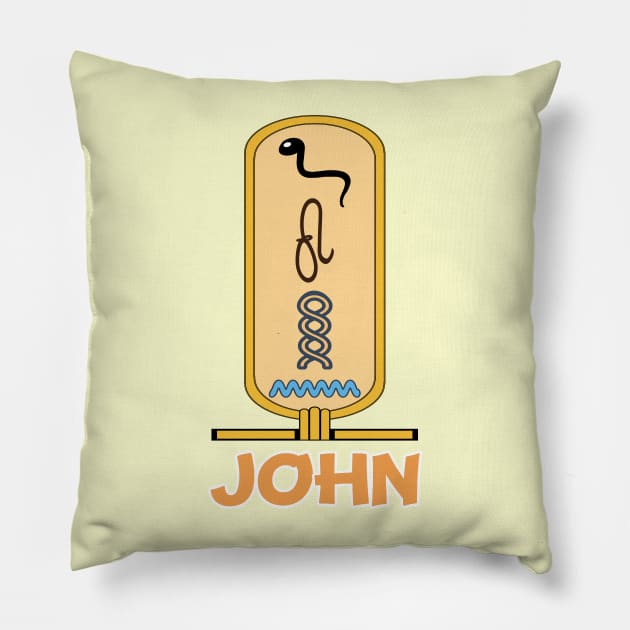 JOHN-American names in hieroglyphic letters-JOHN, name in a Pharaonic Khartouch-Hieroglyphic pharaonic names Pillow by egygraphics