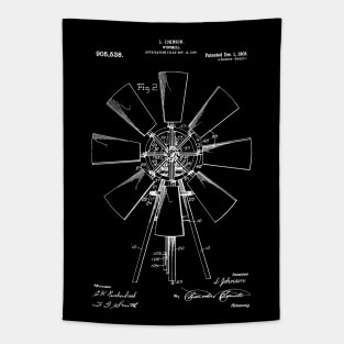 Windmill Patent 1908 vintage windmill farmhouse Tapestry