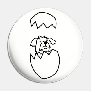 Cute Dog Popping out of Easter Egg Outline Pin