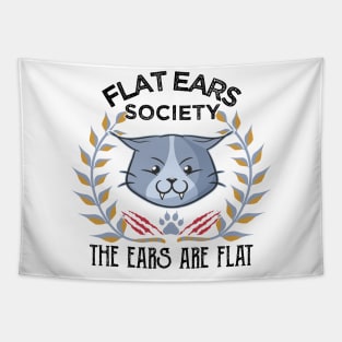 The Flat Ear Society Angry Cat Funny Meme Tapestry