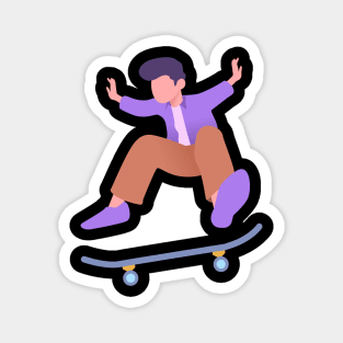 Flat design jumping skateboard man Magnet